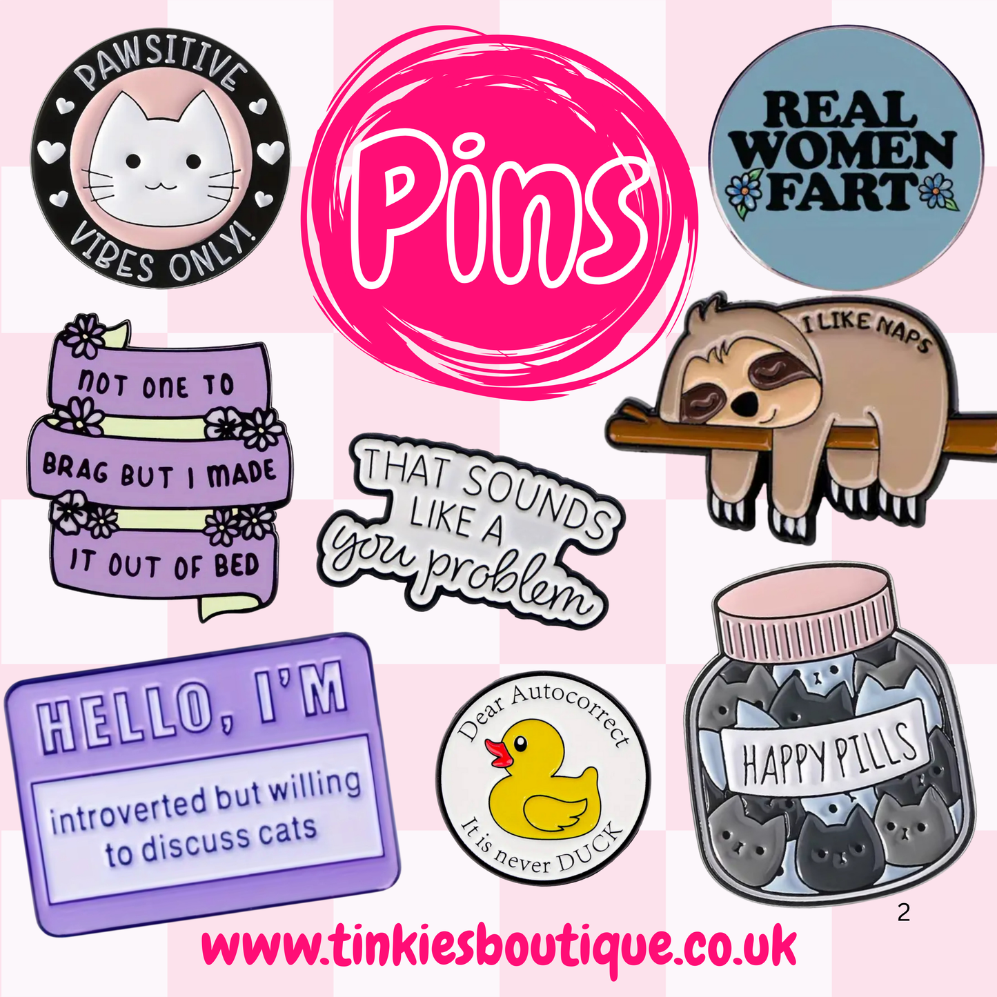 Cute Motivational & Funny Enamel Pins – Pre-Order Now! | Tinkie’s Boutique - 2