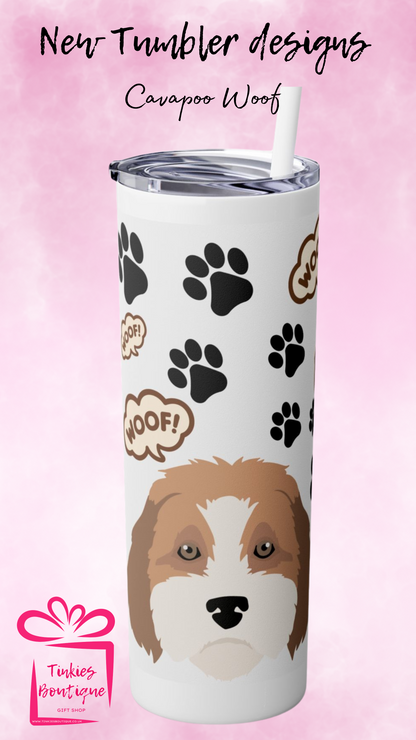 20oz Cavapoo & Cockapoo Wood Grain Dog Tumbler - Perfect for Dog Lovers!