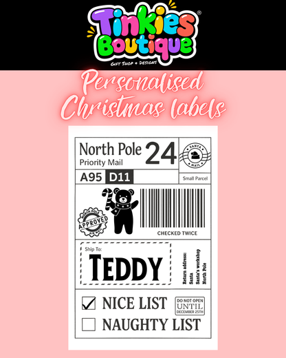 Personalised Santa Sticky Labels, Santa Mail, Santa Postage Labels, North Pole Post
