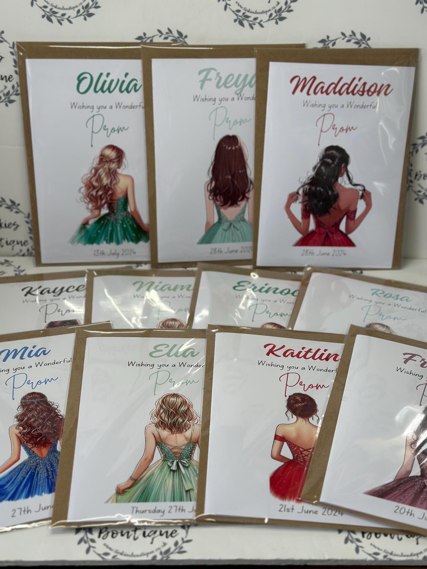 Personalised  Prom Cards for teens, changeable, Secondary School Prom, University Prom, School Leavers Prom, Prom Night UK