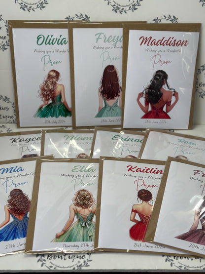 Personalised  Prom Cards for teens, changeable, Secondary School Prom, University Prom, School Leavers Prom, Prom Night UK