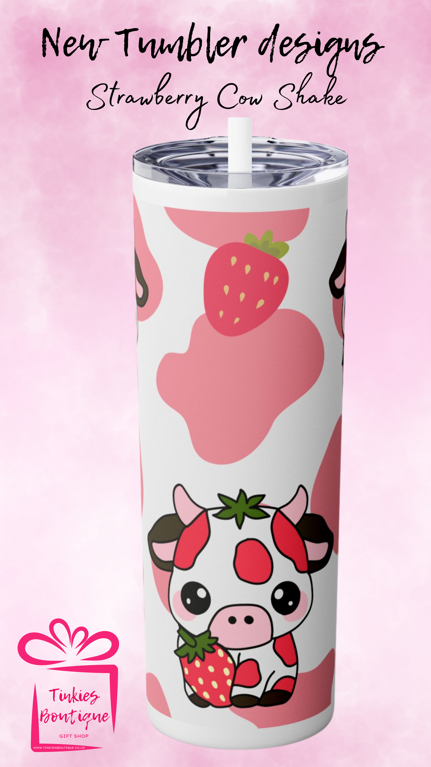 20oz Strawberry Cow Milkshake Dog Tumbler - Adorable & Fun Gift!