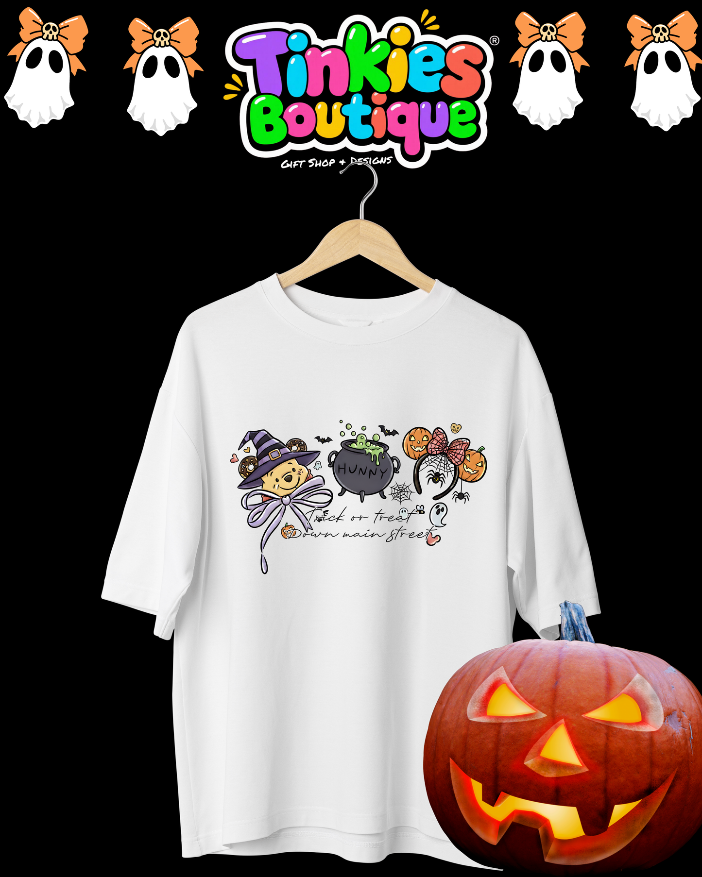Halloween Disney-Inspired T-Shirt | Cute Pumpkin Mickey & Minnie Halloween Tee | Trick or Treat Shirt | Fall Aesthetic Graphic Tee | Tinkies Boutique