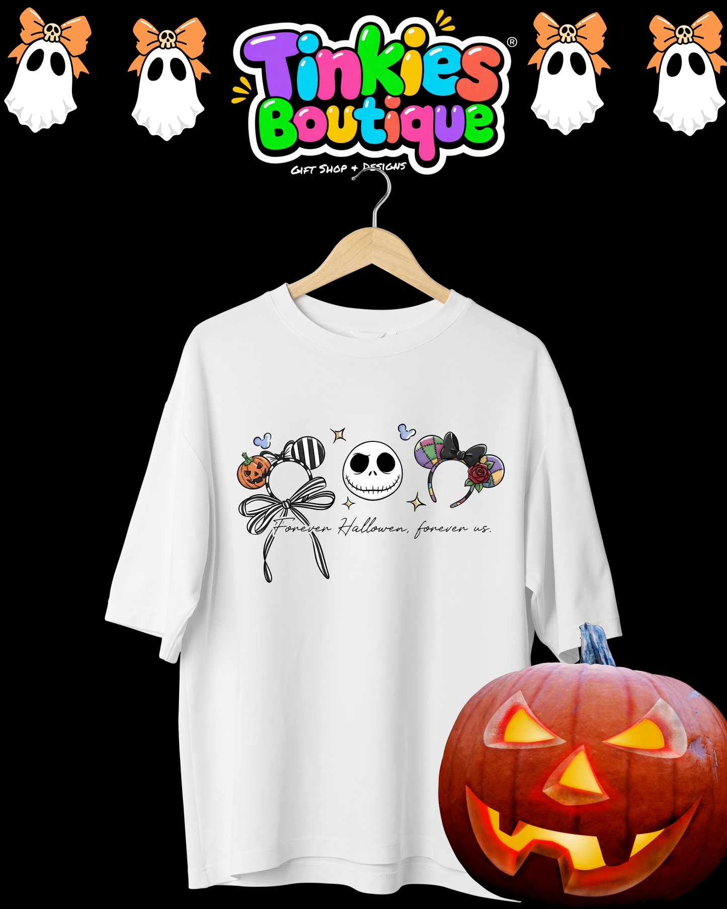 Halloween Disney-Inspired T-Shirt | Cute Pumpkin Mickey & Minnie Halloween Tee | Trick or Treat Shirt | Fall Aesthetic Graphic Tee | Tinkies Boutique