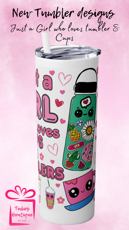 20oz Im Just a Girl Who Loves Tumblers & Cups’ Tumbler - Perfect for Drinkware Fans