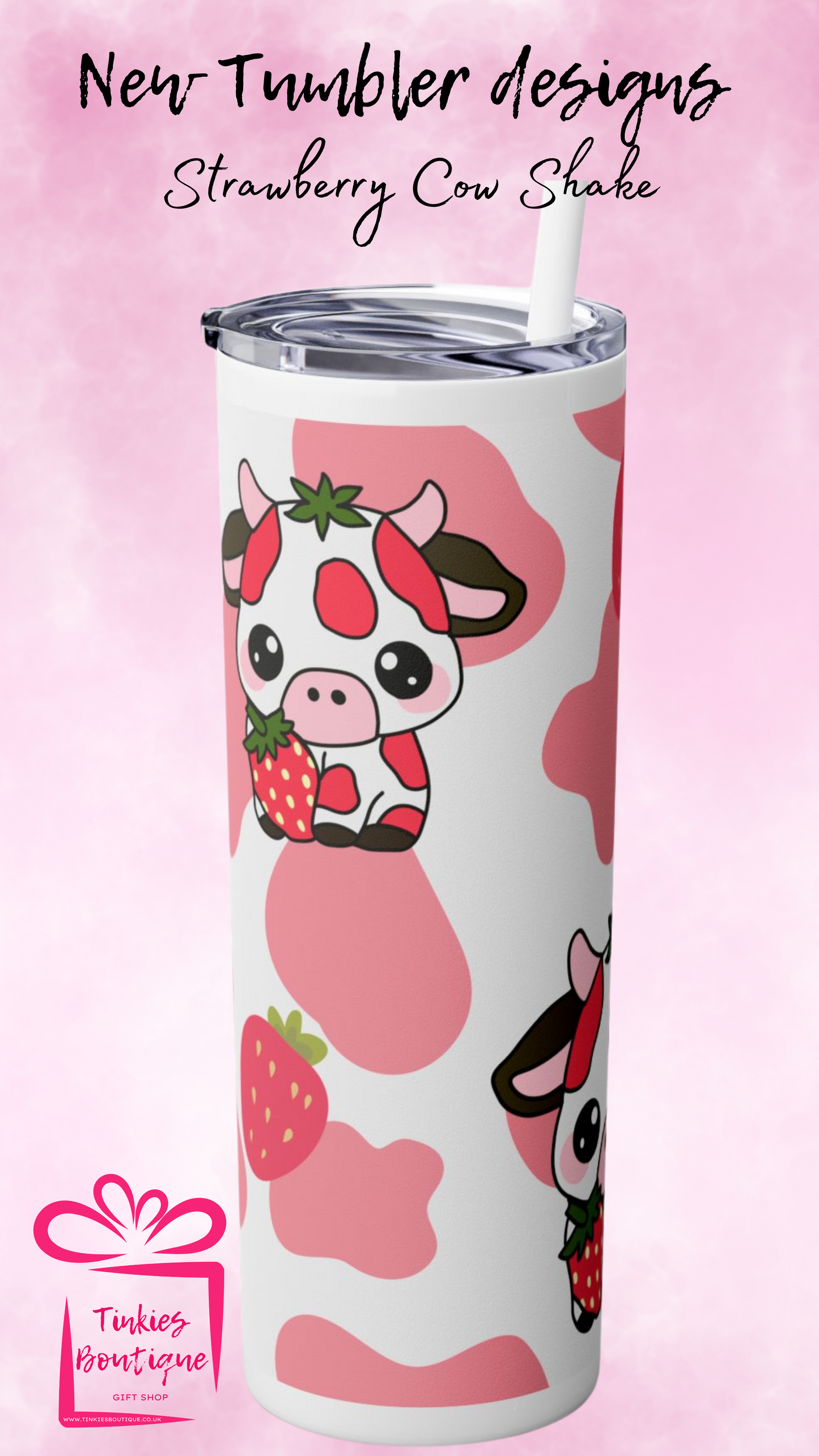 20oz Strawberry Cow Milkshake Dog Tumbler - Adorable & Fun Gift!