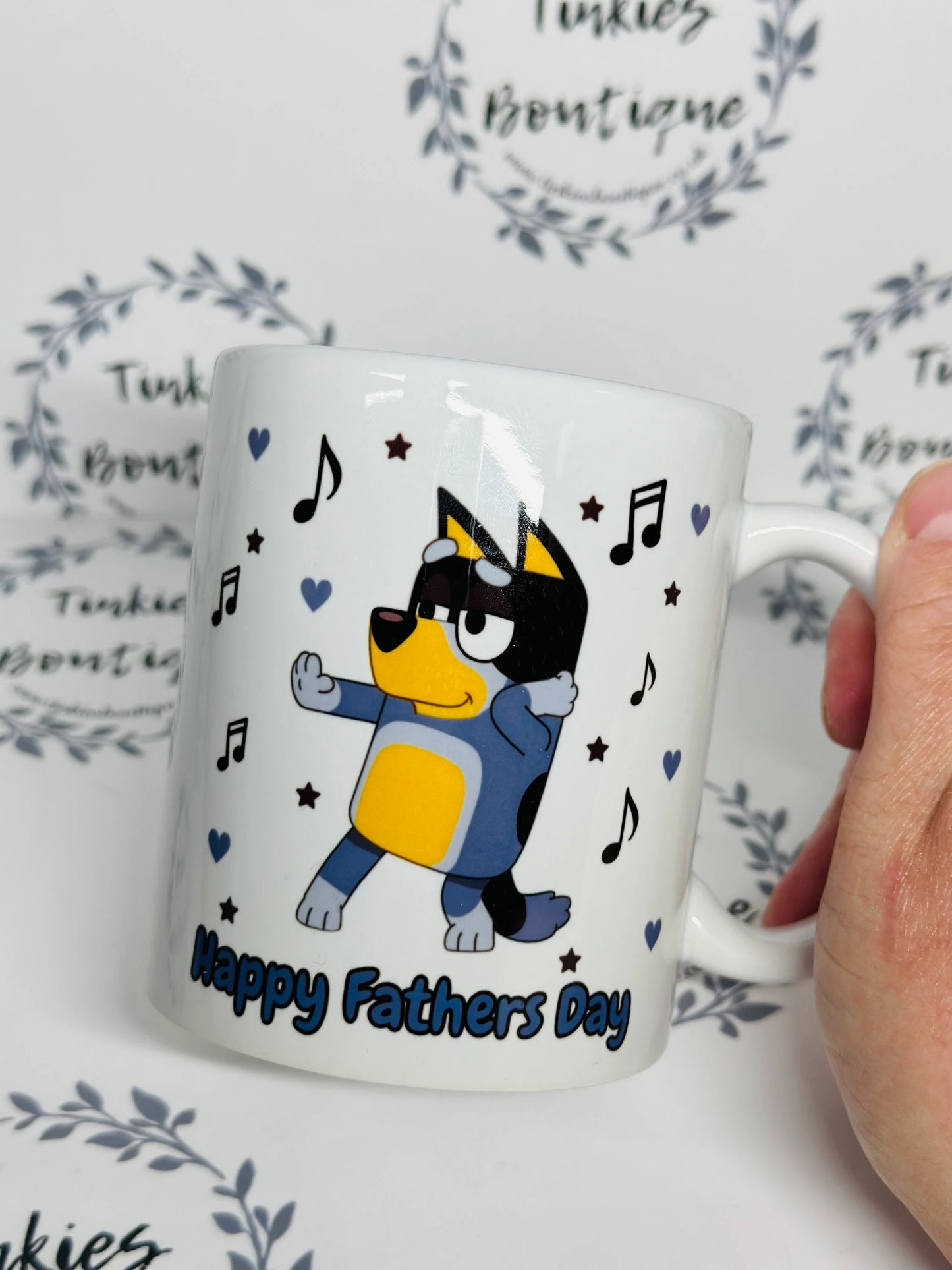 Best Dad Ever Mug and card in Bluey Family Theme - Birthday Day Gift - FREE GIFT CARD