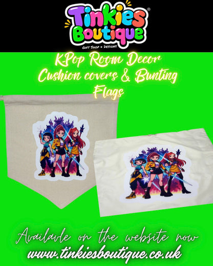 KPop Room Decor | Cushion Covers & Bunting Flags | Tinkies Boutique