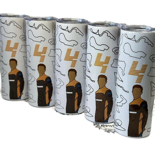 Personalised 20oz Tumbler with Lando Norris and F1 Tracks Bottle Drinkware Insulated Lid Plastic Printed Reusable Stainless Water Bottles Metal Portable Bottled Mug Cup Washable Steel Flasks