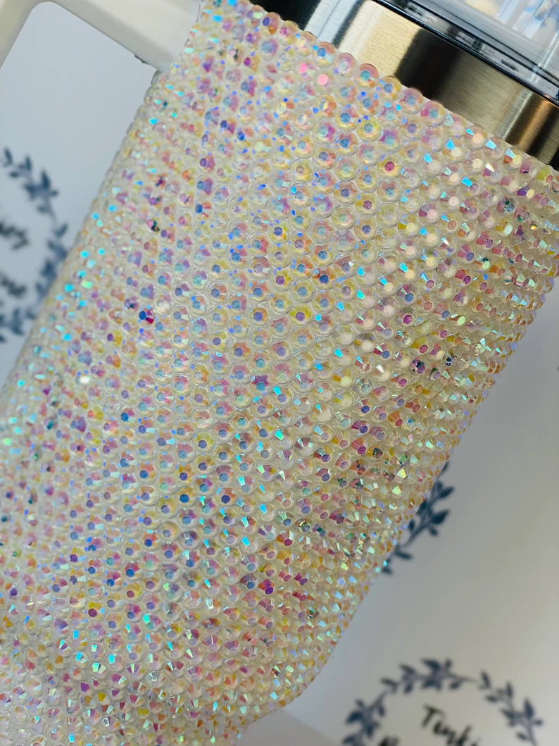 40oz quencher Stanley style tumbler covered in Rhinestones