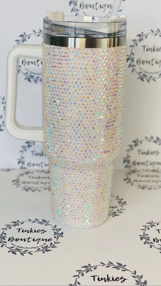 40oz quencher Stanley style tumbler covered in Rhinestones