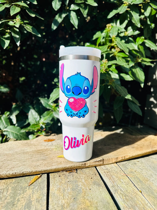 Blue one inspired 40oz quencher Stanley style tumbler