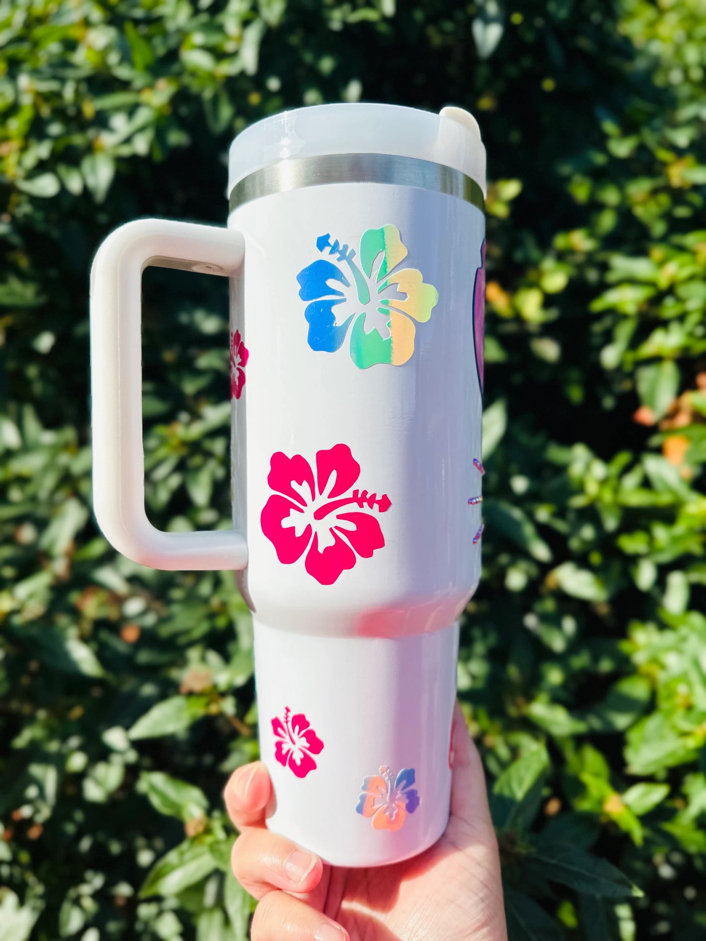 Blue one inspired 40oz quencher Stanley style tumbler