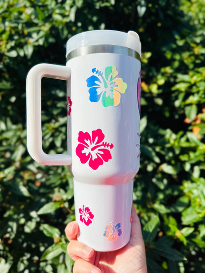 Blue one inspired 40oz quencher Stanley style tumbler