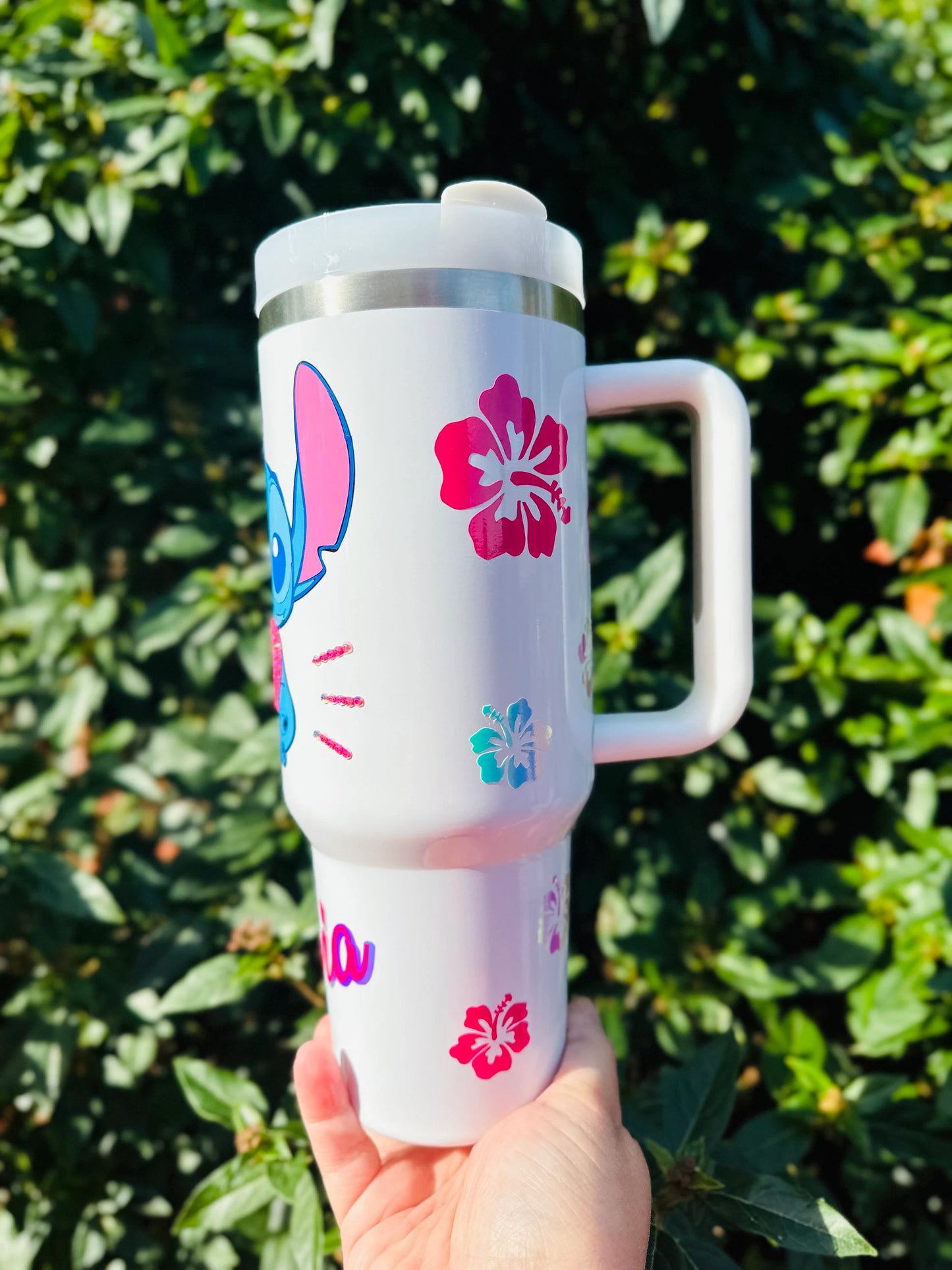 Blue one inspired 40oz quencher Stanley style tumbler