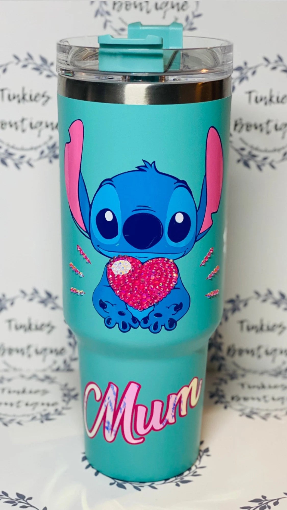 Blue one inspired 40oz quencher Stanley style tumbler