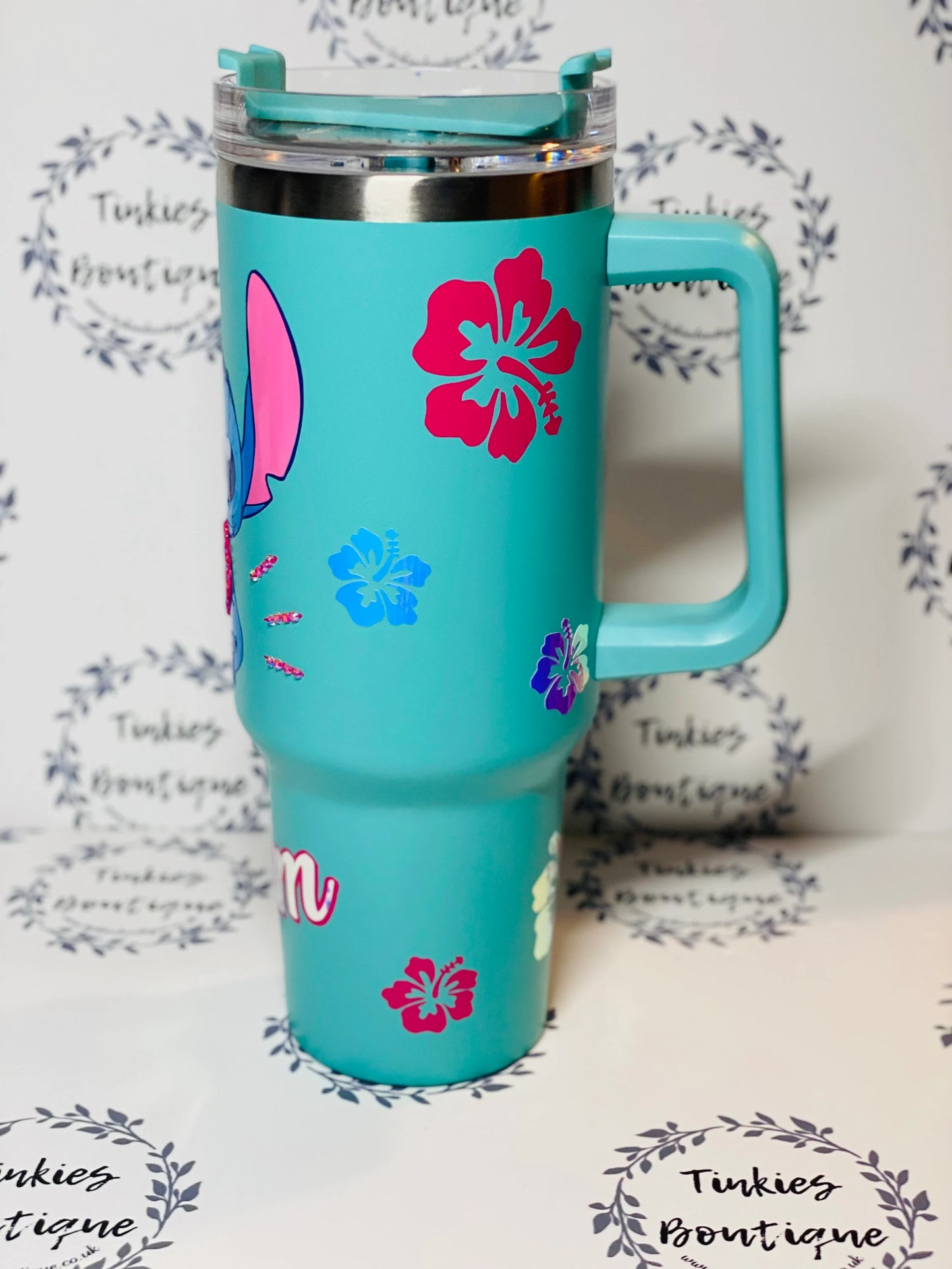 Blue one inspired 40oz quencher Stanley style tumbler