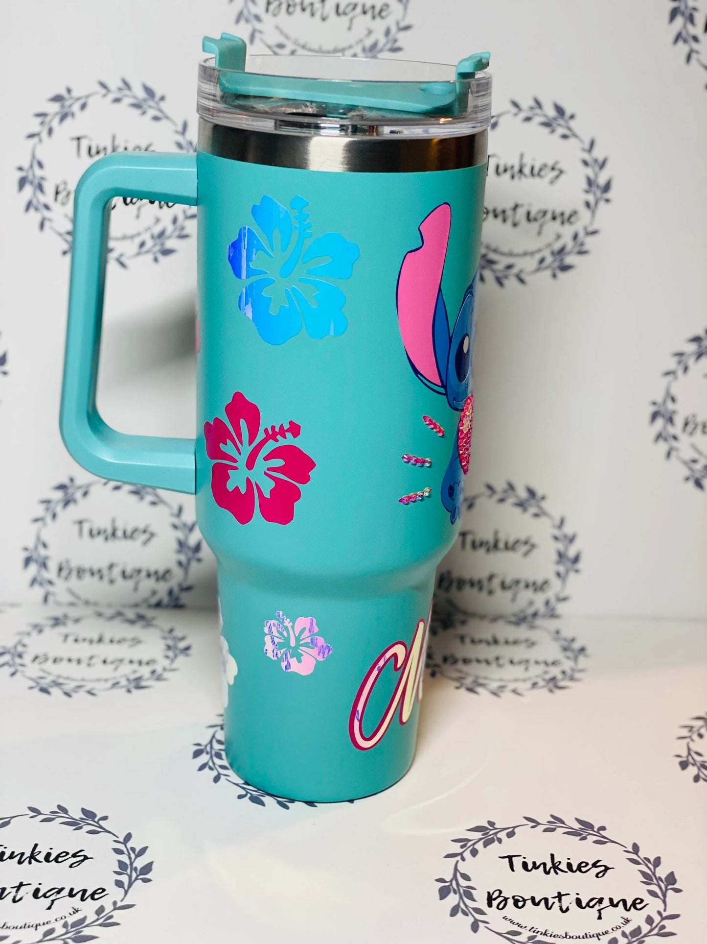 Blue one inspired 40oz quencher Stanley style tumbler