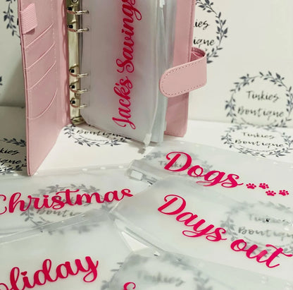 Personalised A6 Budget Organiser Folder Inc 6 Clear Wallets